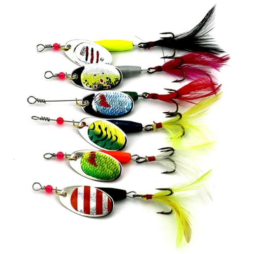 Fishing Lures 6pcs Spinner Lures Baits with Tackle Box, Bass Trout Salmon  Hard Metal Rooster Tail Fishing Lures Kit - sotib olish Fishing Lures 6pcs  Spinner Lures Baits with Tackle Box, Bass