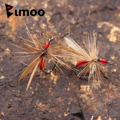 Bimoo 6pcs size 12 14 16 Barbless Hook Brass Bead Head Peacock