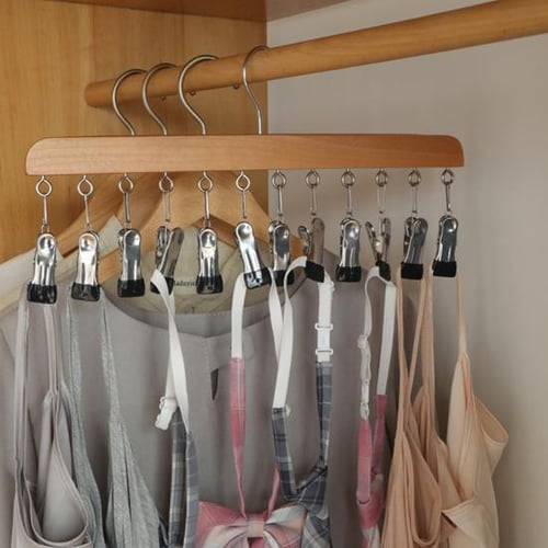 Clothing Drying Hanger with 12 Windproof Clips Scratch Free Rubber Sock  Underwear Hat Bra Brief Towel Solid Wood Hanging Rack Organizer - buy  Clothing Drying Hanger with 12 Windproof Clips Scratch Free