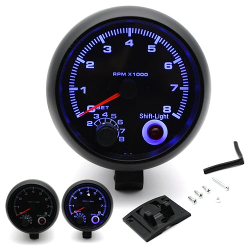 3.75 Car Universal Black Tachometer Gauge Blue Inter Shift light 0-8000  RPM - buy 3.75 Car Universal Black Tachometer Gauge Blue Inter Shift  light 0-8000 RPM: prices, reviews
