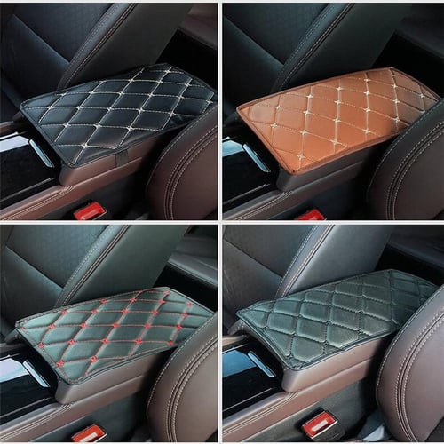 Leather Car Armrest Mat Center Console Arm Rest Protection Cushion Auto  Armrests Storage Box Cover Pad (Black) 