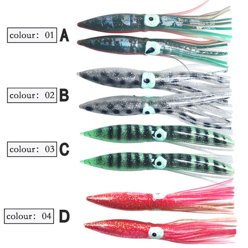 Silicone Fishing Lure Set Luminous Squid Skirts Soft Lure Bent Hook For Sea  Rod