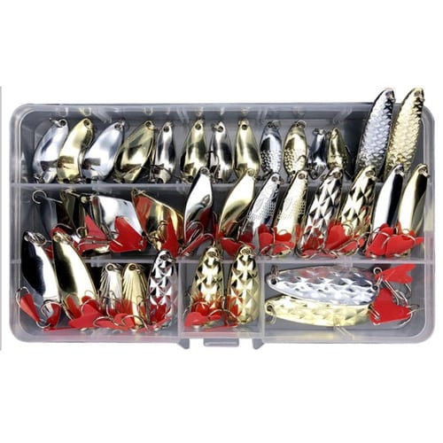 Fishing Lures,Fishing Iron Jigs Metal Fishing Baits Iron Hard Spoon Sequins  Fishing Lures Artificial Hard Bait Assorted Colors Fishing Tackle Tools