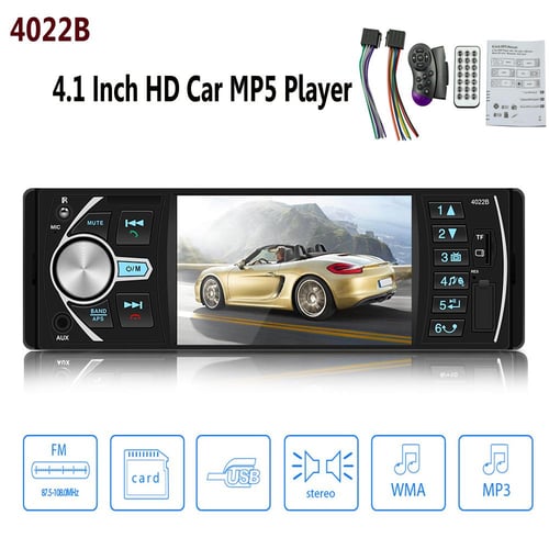 4.1 Car Radio 1 Din Touch Screen MP5 Player Bluetooth Hands Free Audio USB  TF 7 Colors Lighting Stereo System Head Unit 7805C