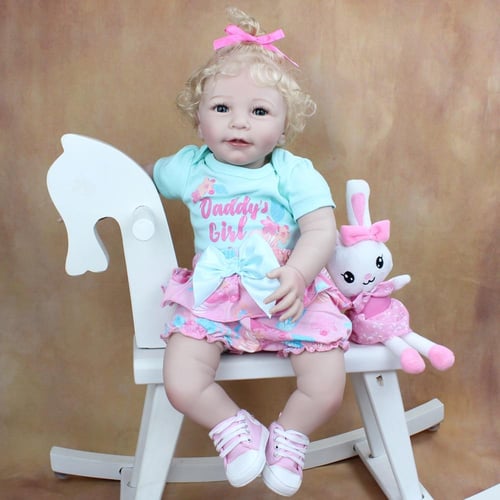 22 inch Reborn baby doll pink girl newborn silicone doll bebe