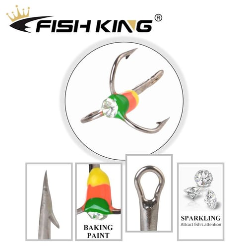 FISH KING 20pc/lot Fishing Hook three treble hook 3/0# - 16#High Carbon  Steel Treble Hook Brown Color FISHHOOK Overstriking Antirust Fishing Tackle