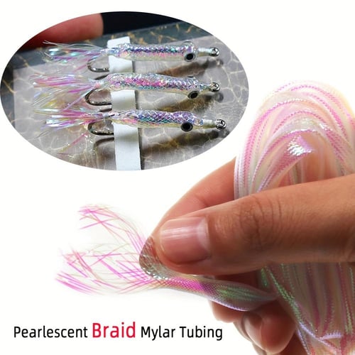 200pcs Jig Hook Lure Making Fly Tying Holographic Feather Line Fly Fishing Lure Tying Material DIY Artificial Bait Line