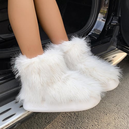 Fluffy faux fur boots store