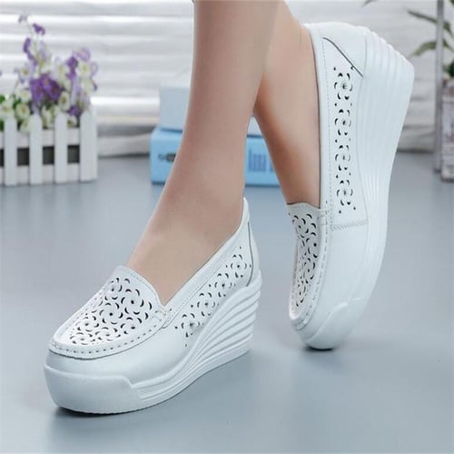 White wedge nursing shoes 2025