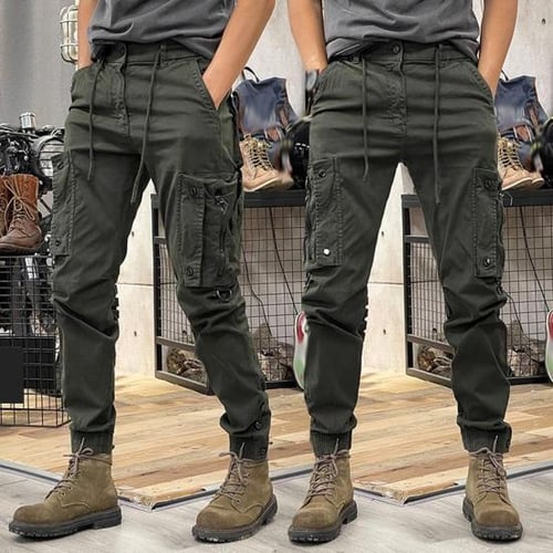 Mens cargo pants with drawstring ankle clearance