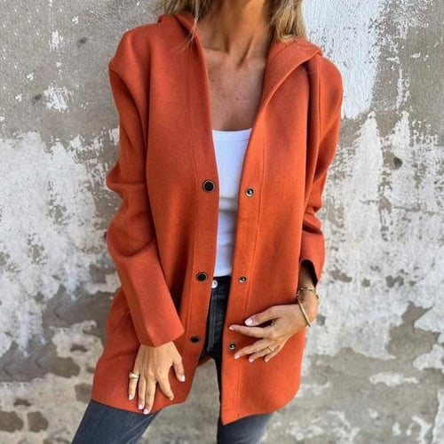Hooded cardigan wool coat loose overcoat shop