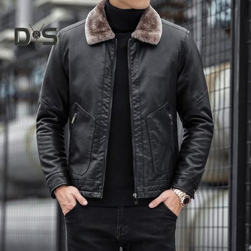 Lapel velvet long sleeve leather jacket deals