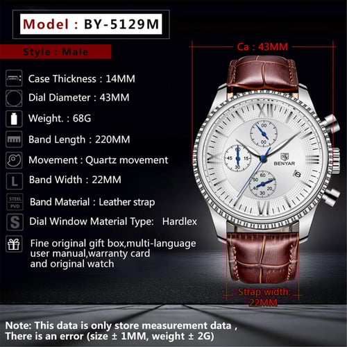 BENYAR Men s Watches Fashion Top Luxury Brand Quartz Sports