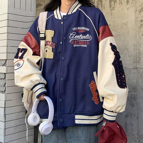 Vintage baseball jacket womens top
