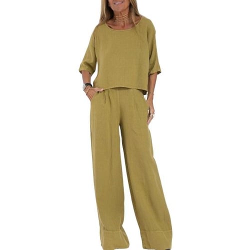 Three quarter wide leg trousers sale