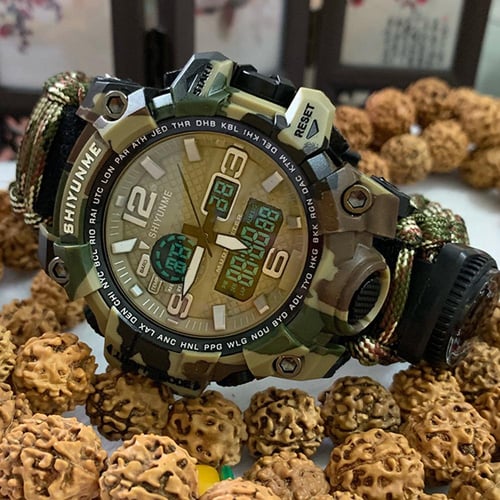 Waterproof watch with compass hot sale