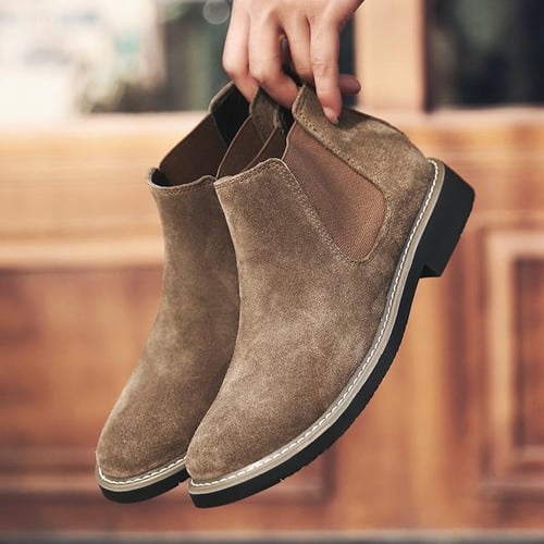 Mens Fashion Tide Boots Genuine Leather Chelsea Boots Men Suede