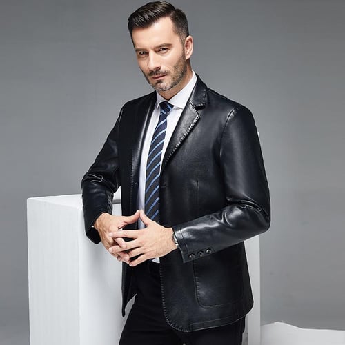Blazer with leather lapel clearance
