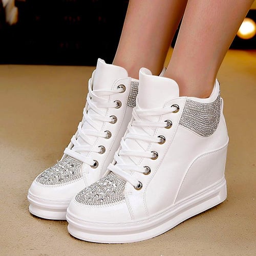 Wedge heel high top sneakers cheap