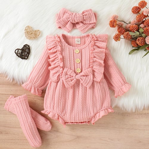 Long sleeve ruffle romper baby top