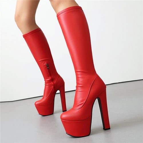 Fashion waterproof middle height heel boots store