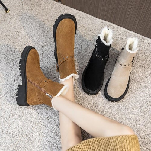 Women large size snow boot warm chunky heel boots sales