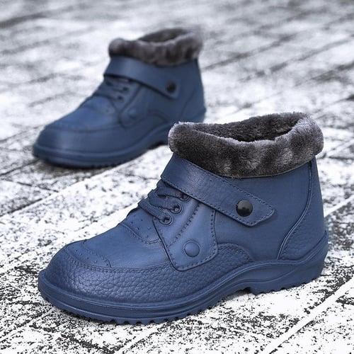 Unisex waterproof fur lining deals slip on snow boots