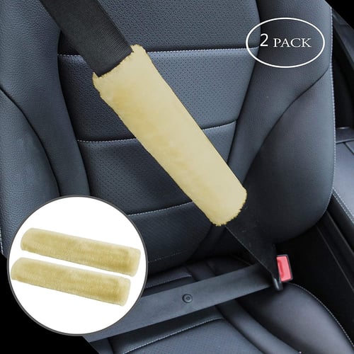 Sagit 2Pack Soft Faux Sheepskin Car Seat Belt Pads Cover Seat Belt