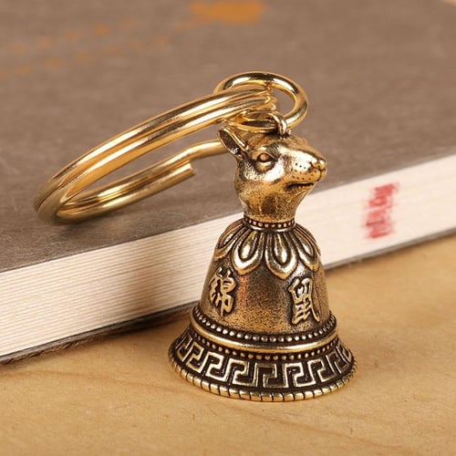 Brass Chinese 12 Zodiac Animals Heads Bell Keychain Pendants Brass Chinese 12 Zodiac Animals Heads Bell Keychain Pendants