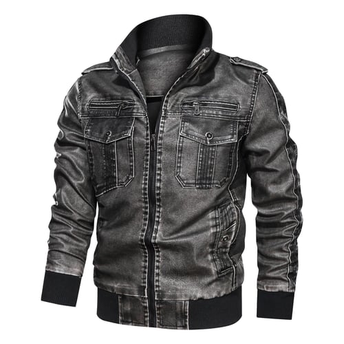 Winter Men 'S Motorcycle Leather Jacket Men Fashion Brown Thick Zipper hotsell Coat Male Hooded Windbreaker Outwear