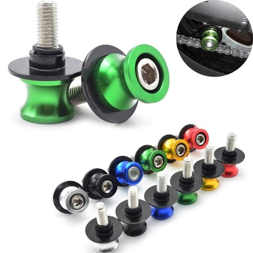 2 x Kawasaki Logo M10 Motorcycle Swingarm Sliders Spools