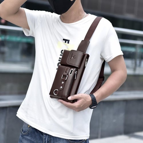 WEIXIER Pu Leather Waist Packs Men Waist Bags Fanny Pack Belt Bag