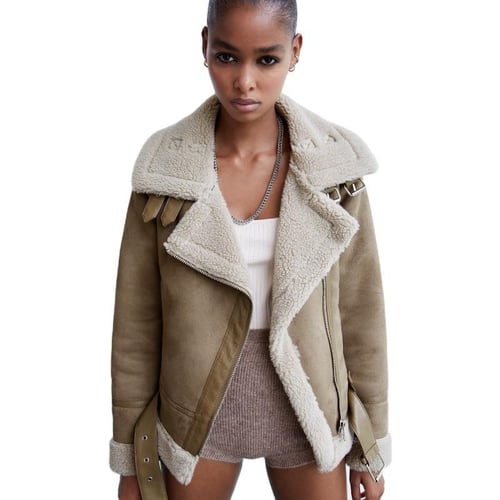 Suede shearling biker jacket new arrivals