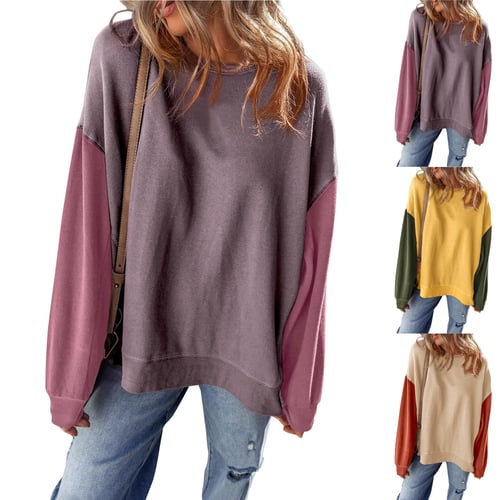 Loose color block half zip sweatshirt new arrivals