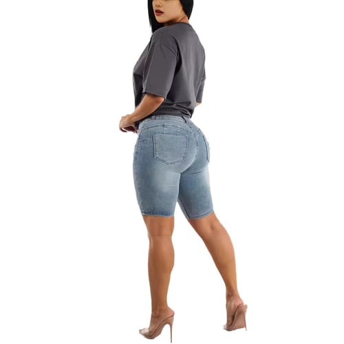 Slimming denim shorts store