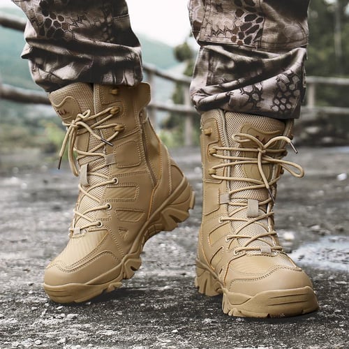 Mens waterproof lace up boots top