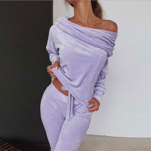 Off shoulder jogging suit clearance