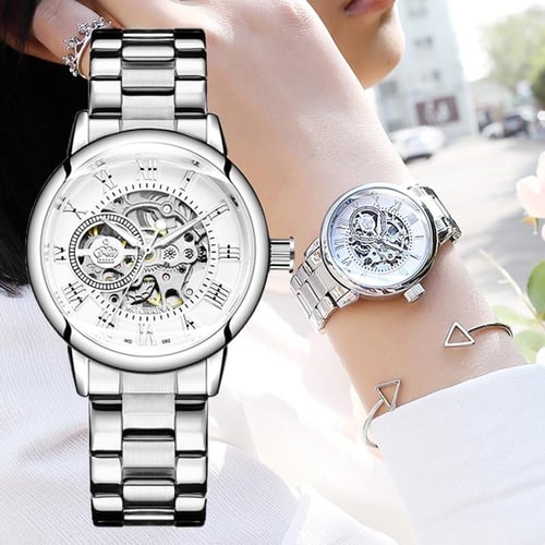 Ladies automatic skeleton watch top