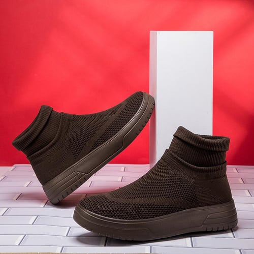 High Top Sock Sneakers Men Trendy Thick Sole Sports Shoes