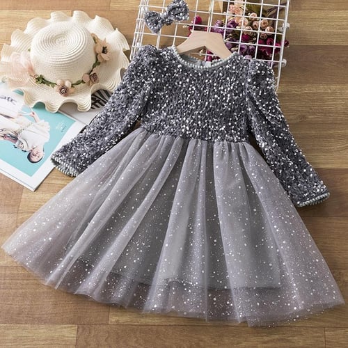 Long sleeve baby party dress discount