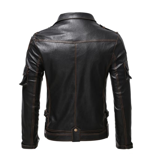 Fat man in leather on sale jacket