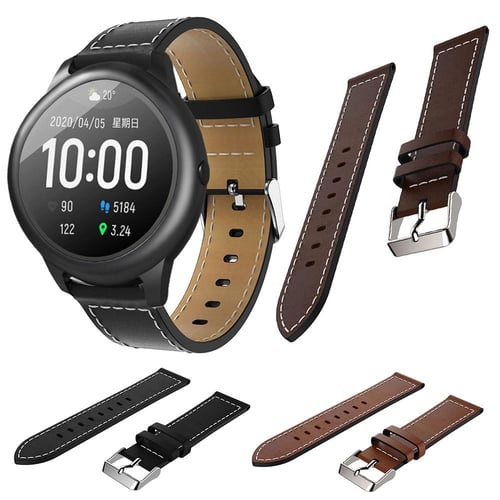 22mm Leather Watchband Strap for Xiaomi Haylou Solar LS05 Smart