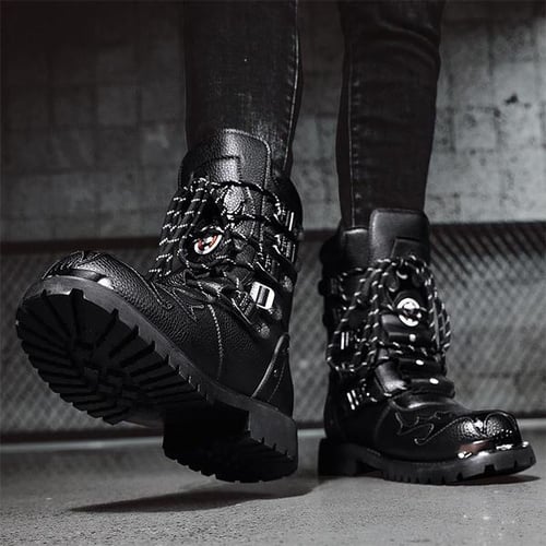 Skull buckle motorcycle boots sales