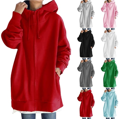 Womens long zip up sweatshirt outlet