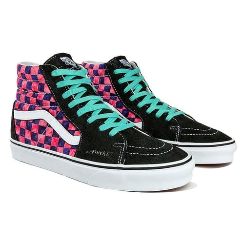 Vans sk8 hi pink checkerboard top