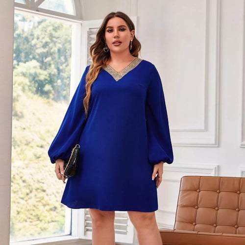 Sapphire blue dress plus size top
