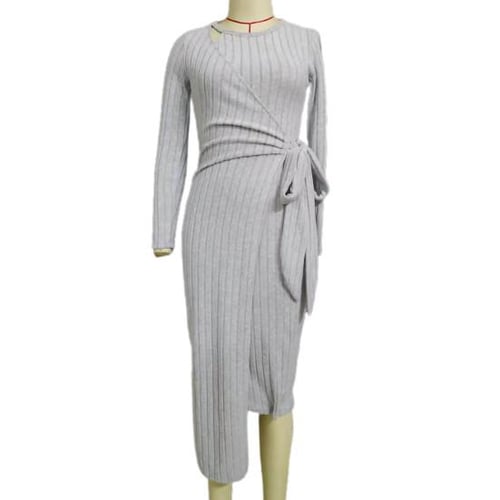 Striped wrap hollow out maxi dress outlet