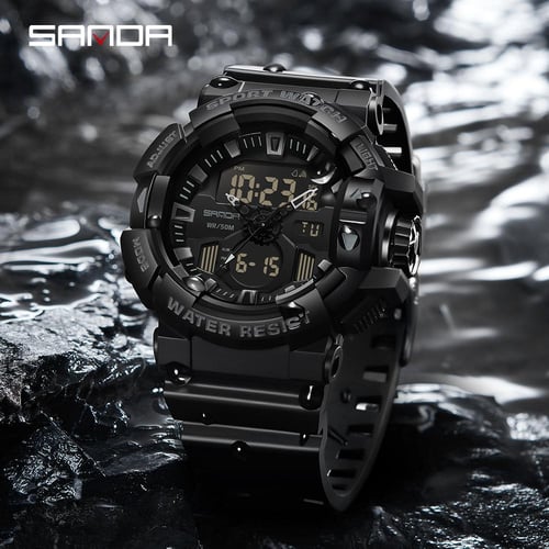 SANDA 2023 New Men s Watches Dual Display Watch 50M Waterproof