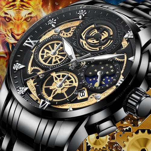 VA VA VOOM Sun Moon Star Men s Watch Hollow Calendar Non