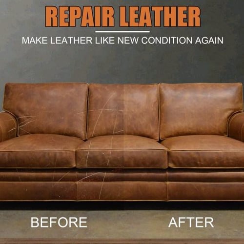 Leather sofa cream polish top